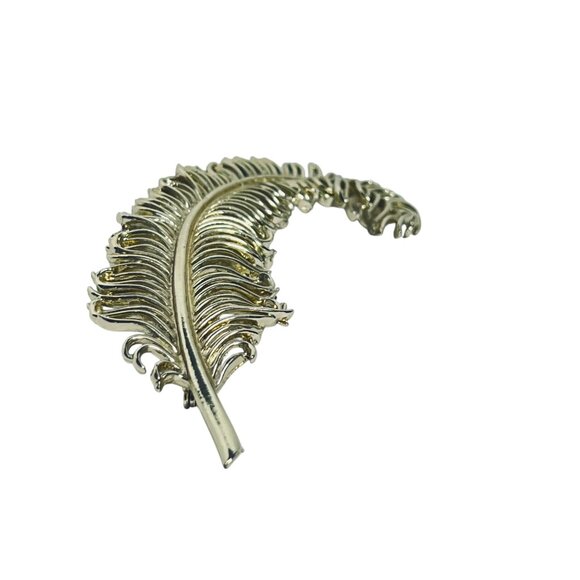 Vintage Gold Tone Feather Brooch (6073) - Picture 3 of 6
